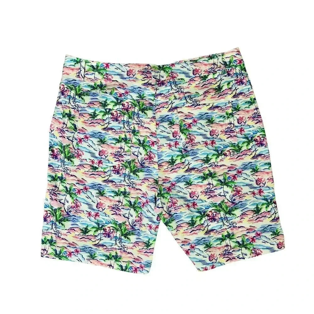 NWOT Stella Parker Women’s Tropical Beach Print Chino Shorts size 10